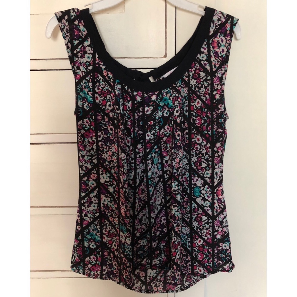 Floral tank top with tie in back